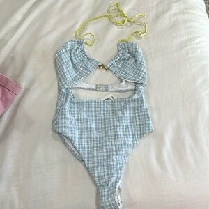 Lspace blue and white one piece swimsuit size L